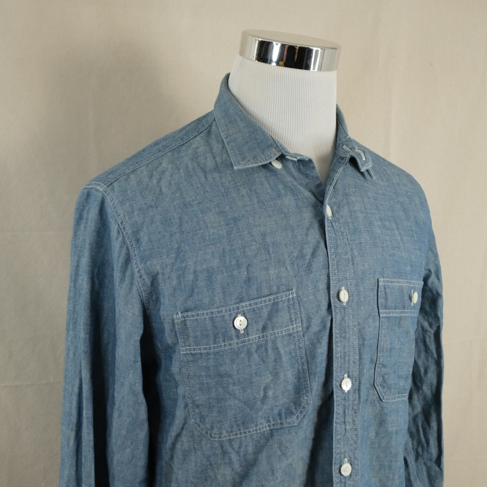 J. Crew Medium Selvedge Japanese Chambray Utility Shirt Blue Cotton Casual 84018